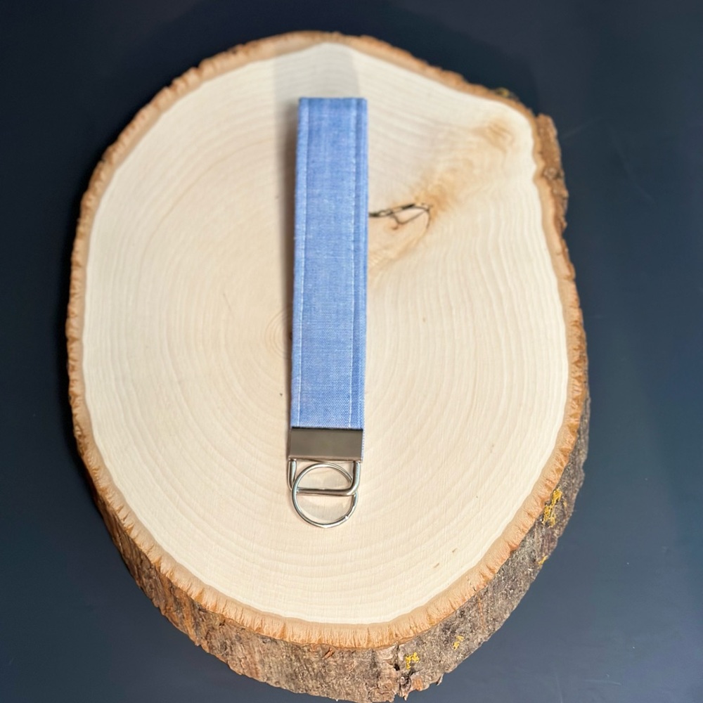 Denim wristlet strap key holder keyfob keychain